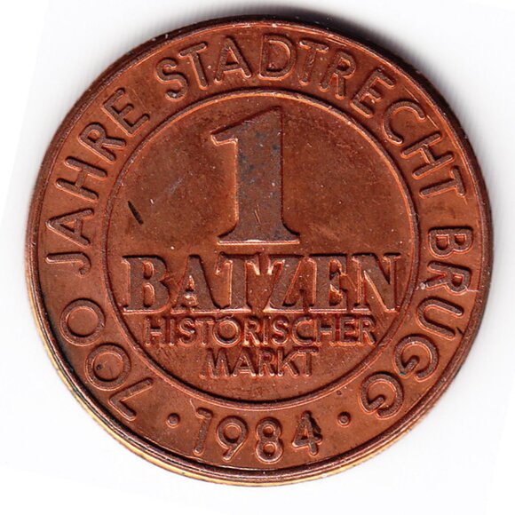 1984 Switzerland Stadtrecht Brugg Commemorative Medal (b86) - Picture 1 of 2